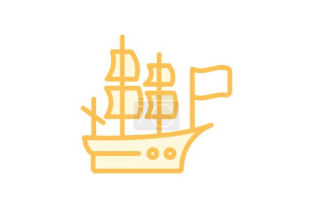 Mayflower Ship icono, barco, acción de gracias, viaje, peregrinos duotone icono de línea, icono de vector editable, píxel perfecto, ilustrador ai archivo