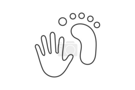 Handprint and Footprint icon, footprint, print, hand, foot thinline icon, editable vector icon, pixel perfect, illustrator ai file