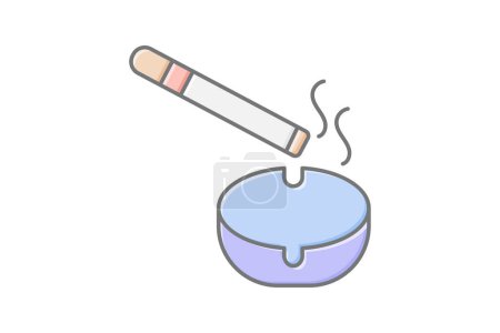 Cigar and Ashtray icon, ashtray, smoke, tobacco, relax lineal color icon, editable vector icon, pixel perfect, illustrator ai file