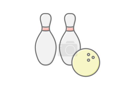Bowling Pins icon, pins, bowl, strike, spare lineal color icon, editable vector icon, pixel perfect, illustrator ai file