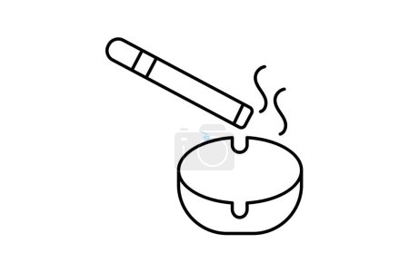 Cigar and Ashtray icon, ashtray, smoke, tobacco, relax color shadow thinline icon, editable vector icon, pixel perfect, illustrator ai file