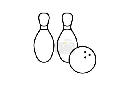 Bowling Pins icon, pins, bowl, strike, spare color shadow thinline icon, editable vector icon, pixel perfect, illustrator ai file