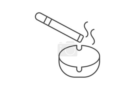 Cigar and Ashtray icon, ashtray, smoke, tobacco, relax thinline icon, editable vector icon, pixel perfect, illustrator ai file