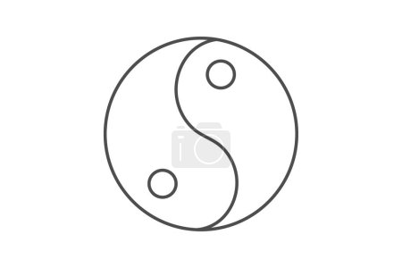 Yin Yang Symbole icône, yang, symbole, chinois, philosophie icône en ligne mince, icône vectorielle modifiable, pixel parfait, fichier ai illustrateur