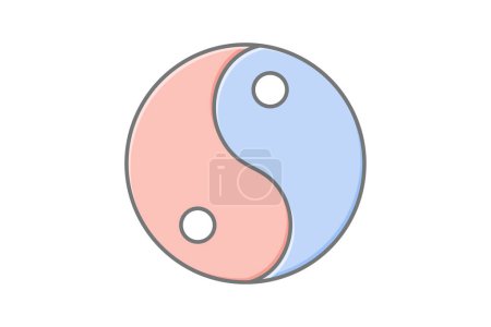 Yin Yang Symbol Symbol, Yang, Symbol, Chinesisch, Philosophie lineares Farbsymbol, editierbares Vektorsymbol, Pixel perfekt, Illustrator ai-Datei