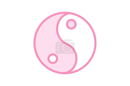 Ilustración de Icono de símbolo de Yin Yang, Yang, símbolo, chino, icono de línea de duótono de filosofía, icono de vector editable, píxel perfecto, archivo ai ilustrador - Imagen libre de derechos