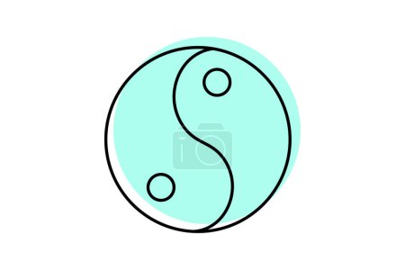 Yin Yang Symbole icône, yang, symbole, chinois, philosophie couleur ombre mince icône, icône vectorielle modifiable, pixel parfait, illustrateur ai fichier