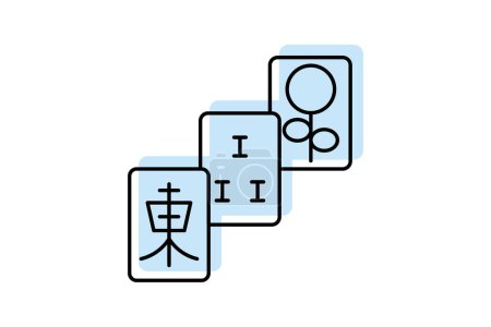 Mahjong Tiles icon, tiles, game, chinese, play color shadow thinline icon, editable vector icon, pixel perfect, illustrator ai file