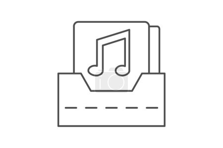 Icono de carpeta de música, carpeta, archivo, mp3, icono de línea delgada del álbum, icono de vector editable, píxel perfecto, archivo ai ilustrador