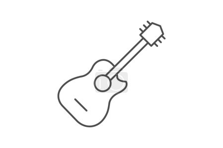 Illustration for Guitar icon, music, instrument, play, acoustic thinline icon, editable vector icon, pixel perfect, illustrator ai file - Royalty Free Image