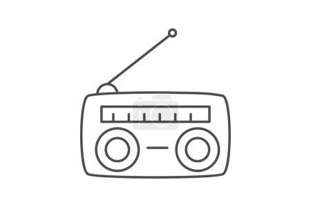 Radio icon, broadcast, station, music, news thinline icon, editable vector icon, pixel perfect, illustrator ai file