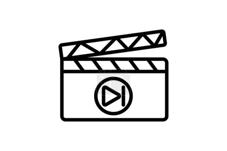 Clapper Board icono, tablero, pizarra, película, icono de línea de película, icono de vector editable, píxel perfecto, archivo ai ilustrador