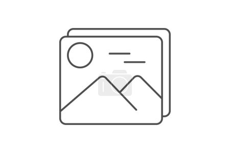 Illustration for Photographs icon, photos, pictures, images, snapshots thinline icon, editable vector icon, pixel perfect, illustrator ai file - Royalty Free Image