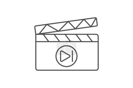 Clapper Board icono, tablero, pizarra, película, película thinline icono, icono de vector editable, píxel perfecto, ilustrador ai archivo