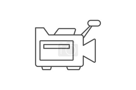 Icono de la cámara de película, cámara, película, vídeo, grabación de icono de línea delgada, icono de vector editable, píxel perfecto, archivo ai ilustrador