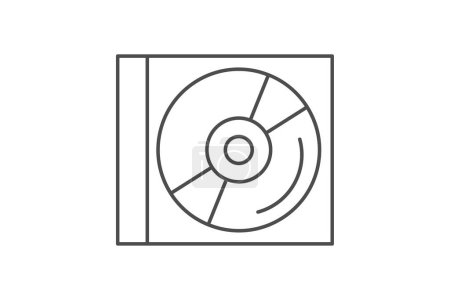 Icono de CD, disco, compacto, audio, icono de línea delgada de música, icono de vector editable, píxel perfecto, archivo ai ilustrador