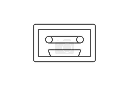 Cassette icon, tape, music, audio, sound thinline icon, editable vector icon, pixel perfect, illustrator ai file