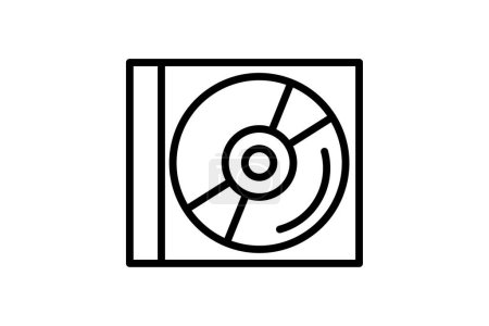 Icône de CD, disque, compact, audio, icône de ligne de musique, icône vectorielle modifiable, pixel parfait, fichier ai illustrateur