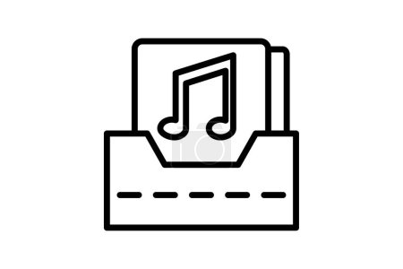 Icono de carpeta de música, carpeta, archivo, mp3, icono de línea de álbum, icono de vector editable, píxel perfecto, archivo ai ilustrador