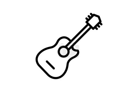 Illustration for Guitar icon, music, instrument, play, acoustic line icon, editable vector icon, pixel perfect, illustrator ai file - Royalty Free Image