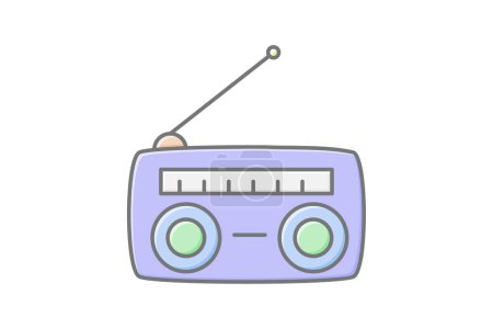 Radio icon, broadcast, station, music, news lineal color icon, editable vector icon, pixel perfect, illustrator ai file