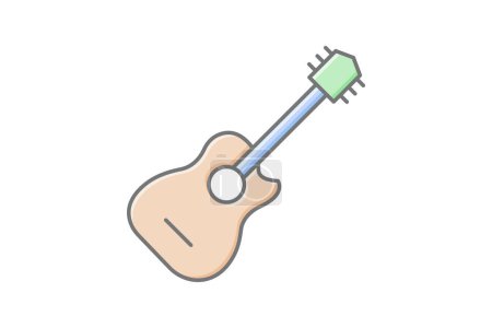 Illustration for Guitar icon, music, instrument, play, acoustic lineal color icon, editable vector icon, pixel perfect, illustrator ai file - Royalty Free Image