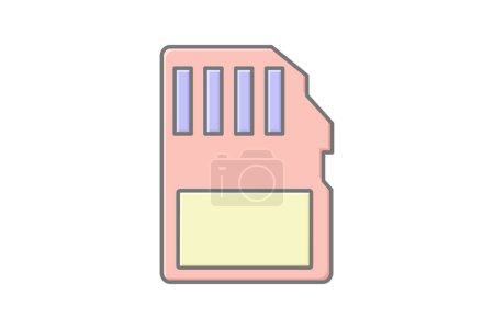 Speicherkarten-Symbol, Karte, Speicherung, Daten, digitale lineare Farb-Symbol, editierbare Vektor-Symbol, Pixel perfekt, Illustrator ai-Datei