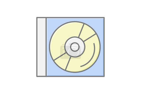 Icono de CD, disco, compacto, audio, icono de color lineal de música, icono de vector editable, píxel perfecto, archivo ai ilustrador