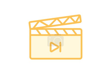 Clapper Board icono, tablero, pizarra, película, película duotono línea icono, icono de vector editable, píxel perfecto, ilustrador ai archivo