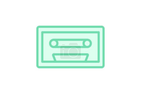 Cassette icono, cinta, música, audio, sonido duotone icono de línea, icono de vector editable, píxel perfecto, archivo ai ilustrador