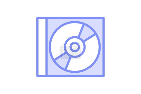 Icono de CD, disco, compacto, audio, icono de línea de duótono de música, icono de vector editable, píxel perfecto, archivo ai ilustrador