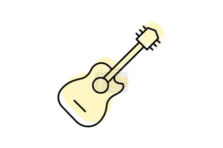 Illustration for Guitar icon, music, instrument, play, acoustic color shadow thinline icon, editable vector icon, pixel perfect, illustrator ai file - Royalty Free Image