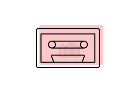 Cassette icon, tape, music, audio, sound color shadow thinline icon, editable vector icon, pixel perfect, illustrator ai file