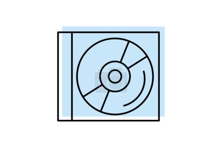 CD-Symbol, Disc, Compact, Audio, Musik Farbe Schatten Thinline-Symbol, editierbare Vektor-Symbol, Pixel perfekt, Illustrator ai-Datei