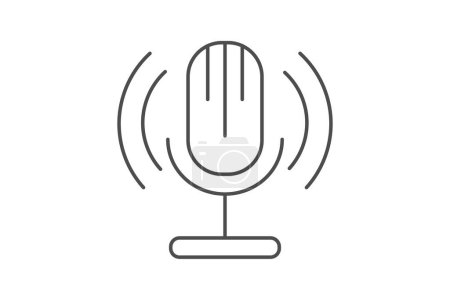 Illustration for Podcasts icon, podcasting, audio, show, talk thinline icon, editable vector icon, pixel perfect, illustrator ai file - Royalty Free Image