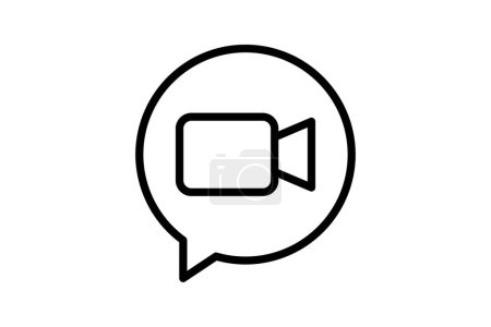 Icono de videollamada, llamada, chat, charla, comunicar icono de línea, icono de vector editable, píxel perfecto, ilustrador ai archivo