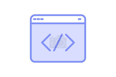 Illustration for Code Editor icon, editor, edit, programming, development duotone line icon, editable vector icon, pixel perfect, illustrator ai file - Royalty Free Image