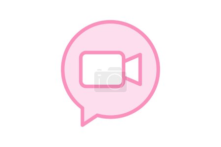 Icono de videollamada, llamada, chat, charla, comunicar icono de línea de duótono, icono de vector editable, píxel perfecto, archivo ai ilustrador