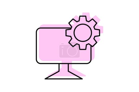 IDE-Symbol, integriert, Entwicklung, Umgebung, Software Farbe Schatten Thinline-Symbol, editierbare Vektor-Symbol, Pixel perfekt, Illustrator ai-Datei