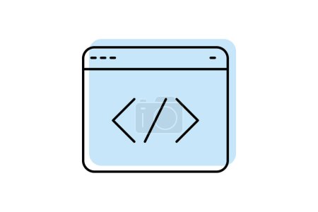Code Editor icon, editor, edit, programming, development color shadow thinline icon, editable vector icon, pixel perfect, illustrator ai file