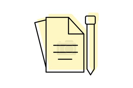 Icono del editor de documentos, editor, edición, archivo, icono de línea delgada de sombra de color de texto, icono de vector editable, píxel perfecto, archivo ai ilustrador