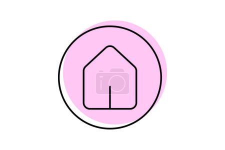 Icono de la casa, casa, residencia, vivienda, color de la vivienda icono de línea delgada sombra, icono de vector editable, píxel perfecto, archivo ai ilustrador