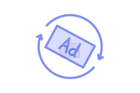 Icono de rotación de anuncios, rotación, publicidad, en línea, icono de línea de duótono digital, icono de vector editable, píxel perfecto, archivo ai ilustrador