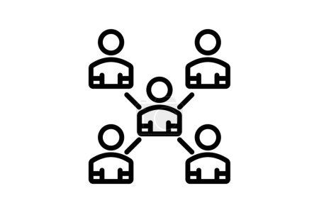 Koordinierter Aufwand Symbol, Aufwand, koordiniert, Zusammenarbeit, Teamwork Linie Symbol, editierbare Vektor-Symbol, Pixel perfekt, Illustrator ai-Datei