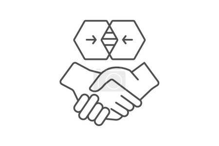Ilustración de Synergistic Partnership icon, partnership, synergistic, collaboration, teamwork thinline icon, editable vector icon, pixel perfect, illustrator ai file - Imagen libre de derechos