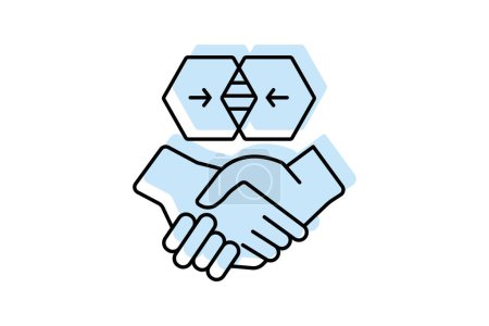Synergistic Partnership icon, partnership, synergistic, collaboration, teamwork color shadow thinline icon, editable vector icon, pixel perfect, illustrator ai file