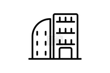 Wohnung Gebäude Symbol, Gebäude, Residenz, Architektur, Design, editierbare Vektor, Pixel perfekt, Illustrator ai-Datei