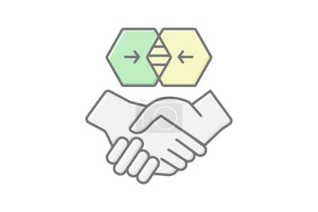 Synergistic Partnership icon, partnership, synergistic, collaboration, teamwork lineal color icon, editable vector icon, pixel perfect, illustrator ai file