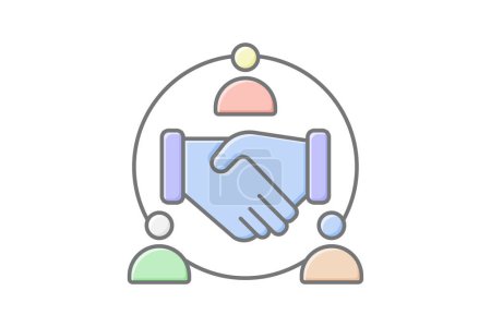 Unified Partnership icon, unified, partnership, collaboration, teamwork lineal color icon, editable vector icon, pixel perfect, illustrator ai file