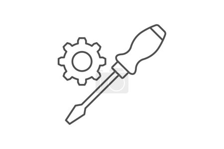 Schraubenzieher-Symbol, Schraube, Werkzeug, ziehen, lösen, editierbare Vektor, Pixel perfekt, Illustrator ai-Datei